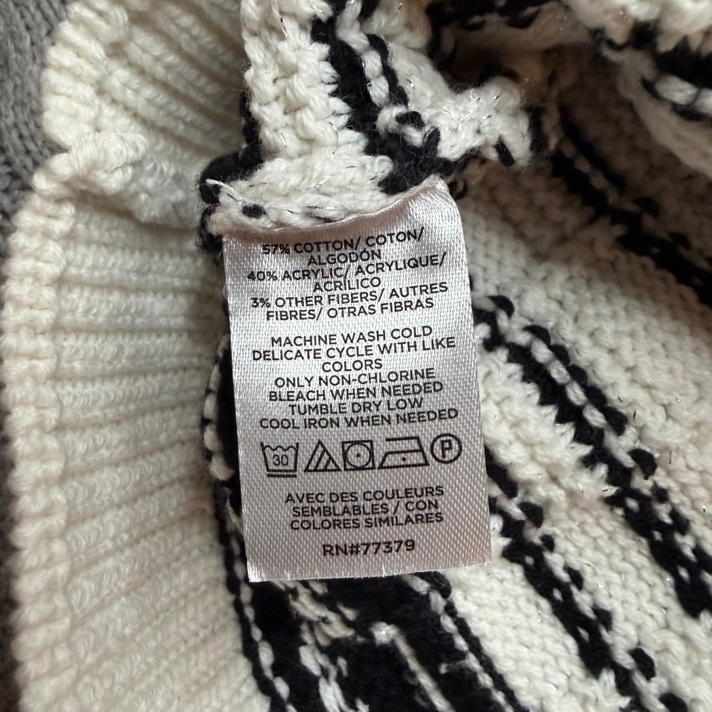 Ann Taylor Sweater Vest Womens LP Black White Striped Knit Metallic Crew Neck - Picture 5 of 5